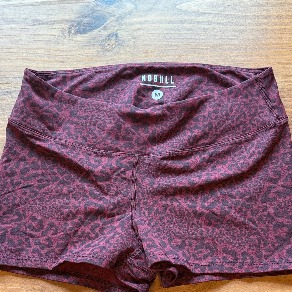 NOBULL Women's Athletic Shorts - Burgundy Leopard